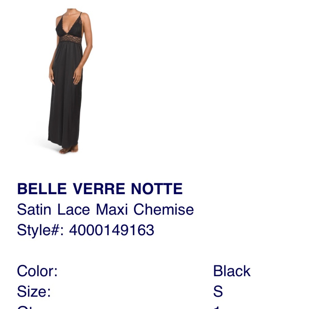 Belle Verre Notte Satin Lace Maxi Chemise